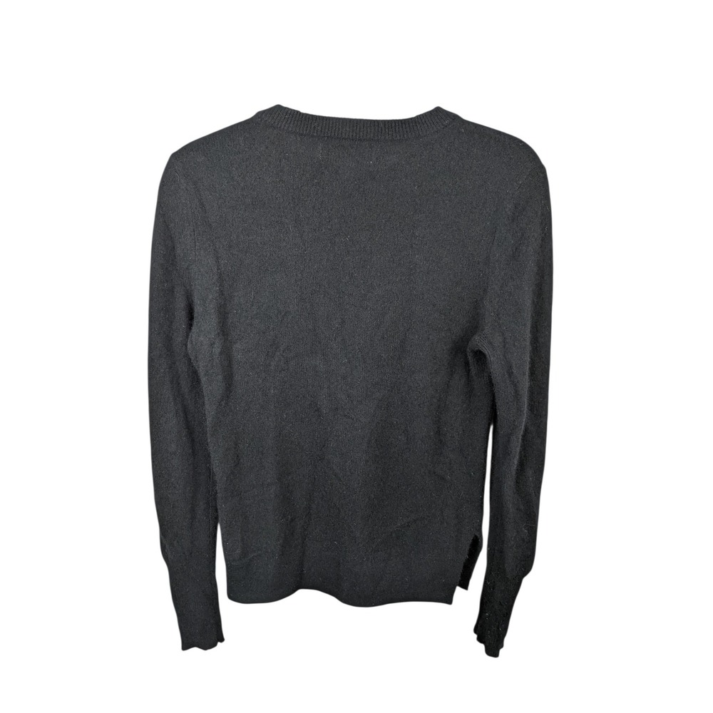 Magaschoni Womens 100% Cashmere Crewneck Sweater Black Side Slit Size S Small - Picture 2 of 8